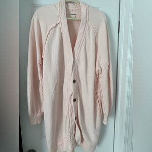 Free People Light Pink Textured Cardigan